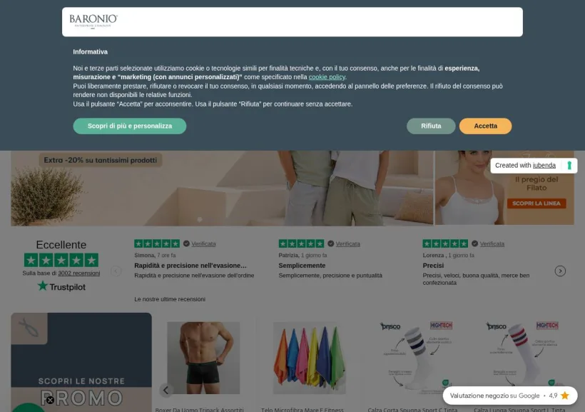 Schermata della pagina offerta di Baronionline