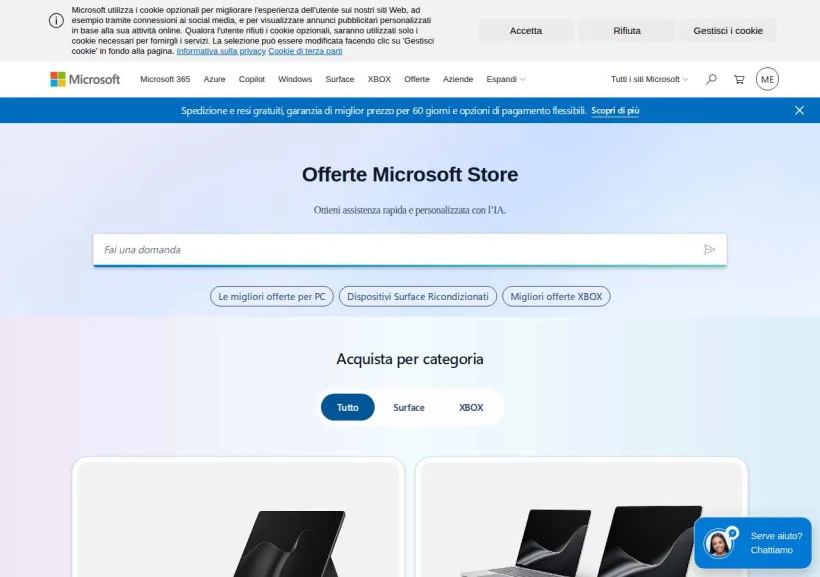 Schermata della pagina offerta di Microsoft Store
