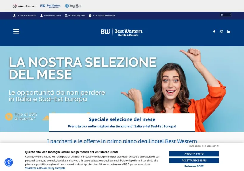 Schermata della pagina offerta di Best Western