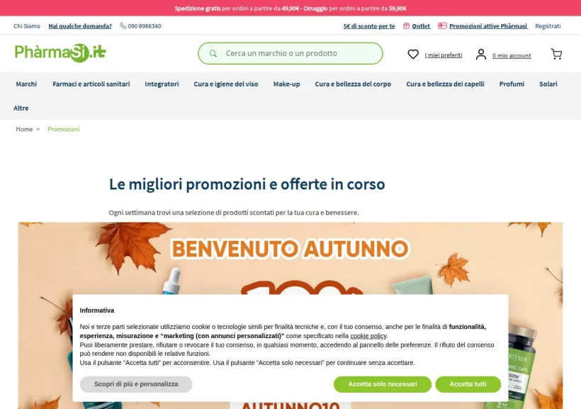 Schermata della pagina offerta di Pharmasi