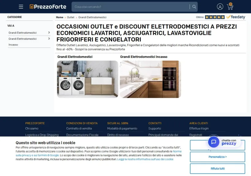 Schermata della pagina offerta di PrezzoForte