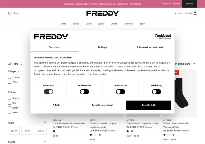 Schermata della pagina offerta di Freddy