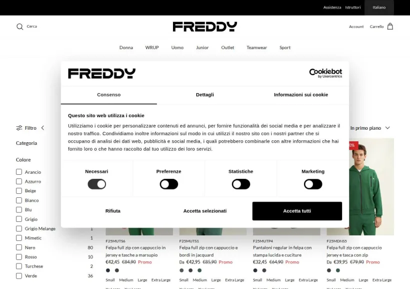 Schermata della pagina offerta di Freddy
