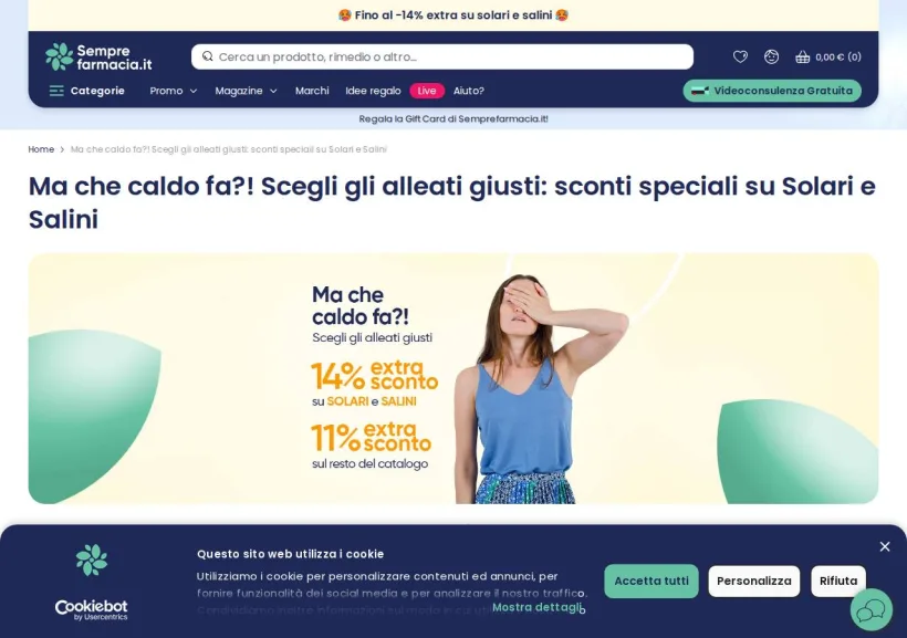 Schermata della pagina offerta di Semprefarmacia