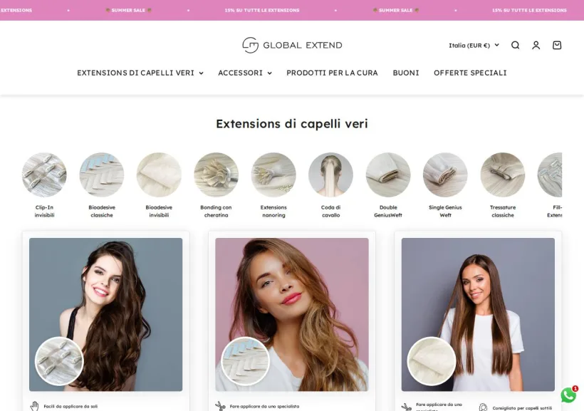 Schermata della pagina offerta di Global Extend