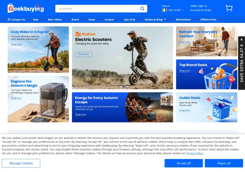 Schermata della pagina offerta di GeekBuying
