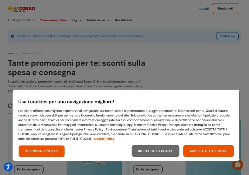 Schermata della pagina offerta di Conad