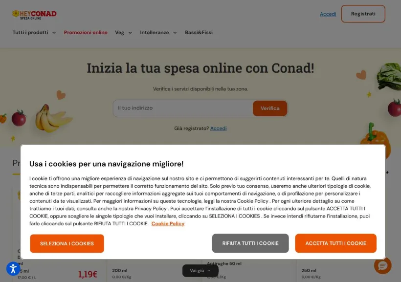 Schermata della pagina offerta di Conad