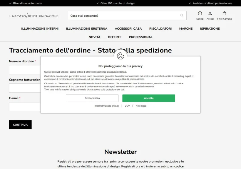 Schermata della pagina offerta di Il maestro dell'illuminazione