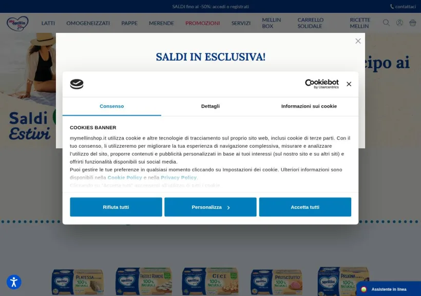 Schermata della pagina offerta di My Mellin shop