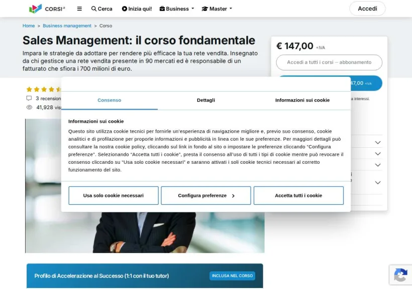 Schermata della pagina offerta di Corsi.it