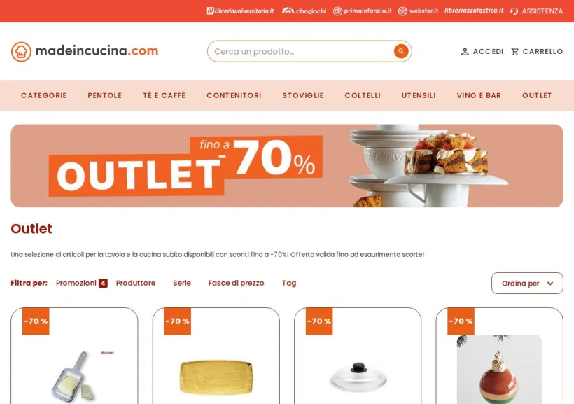 Schermata della pagina offerta di Made In Cucina