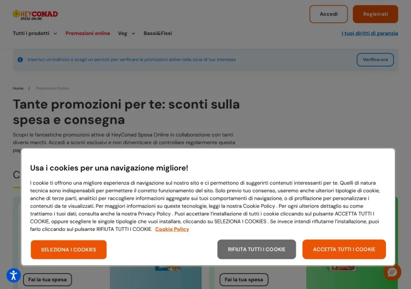 Schermata della pagina offerta di Conad