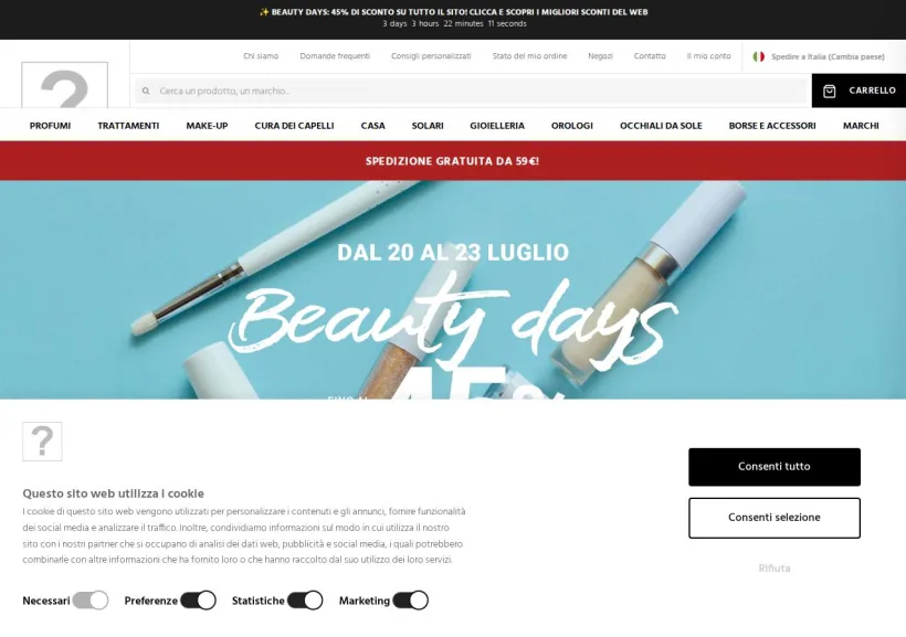 Schermata della pagina offerta di Sabina