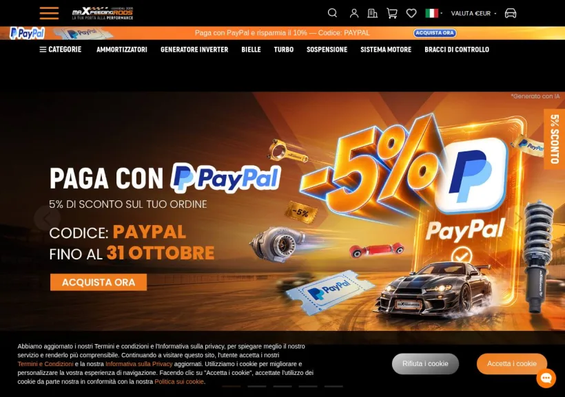 Schermata della pagina offerta di Maxpeeding Rods