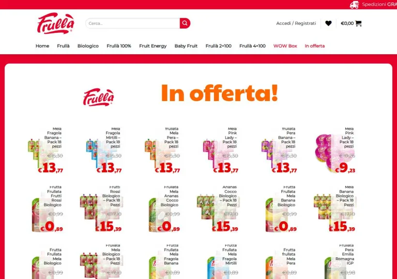 Schermata della pagina offerta di Frullà