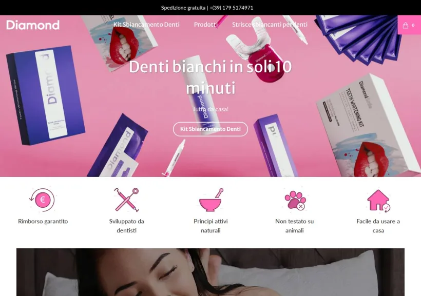 Schermata della pagina offerta di Diamond Smile Italia