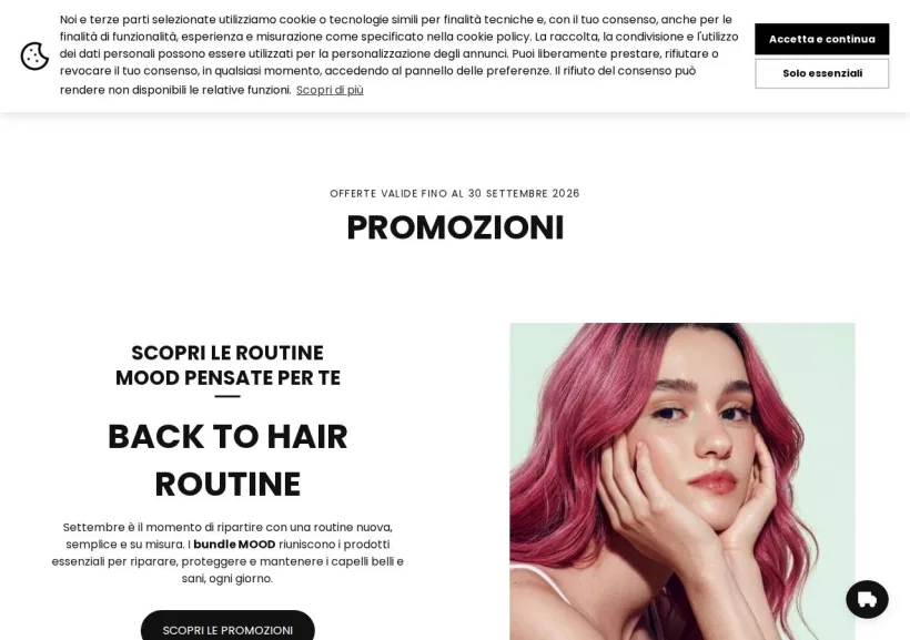 Schermata della pagina offerta di Mood