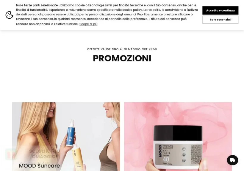 Schermata della pagina offerta di Mood