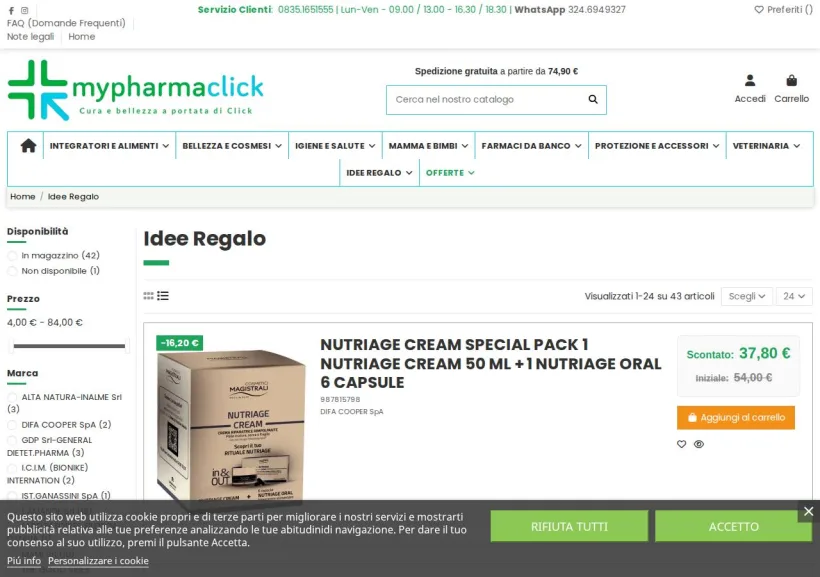 Schermata della pagina offerta di Mypharmaclick