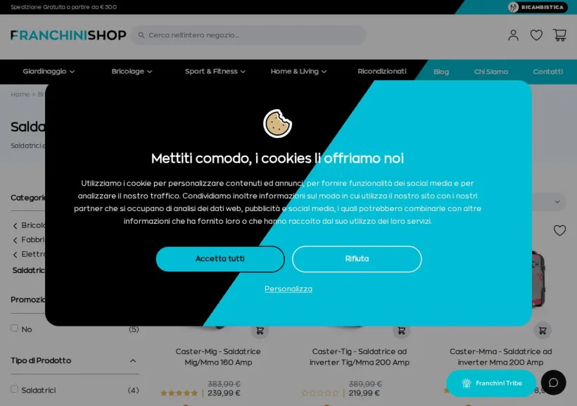 Schermata della pagina offerta di Franchini Shop