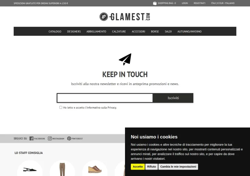 Schermata della pagina offerta di Glamest