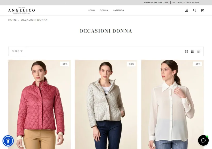 Schermata della pagina offerta di Angelico