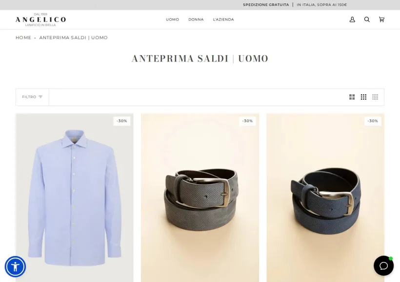 Schermata della pagina offerta di Angelico