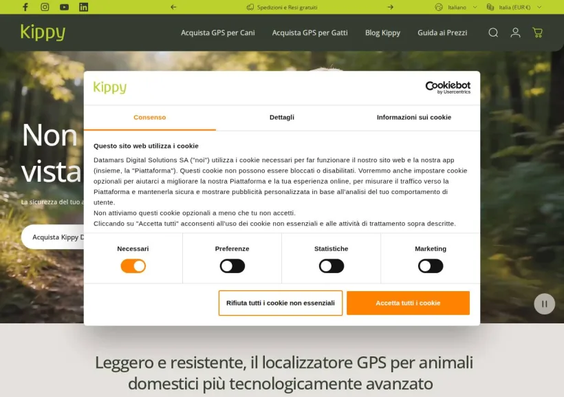 Schermata della pagina offerta di Kippy