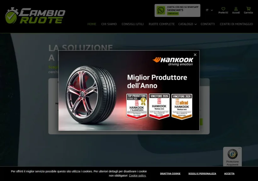 Schermata della pagina offerta di CambioRuote