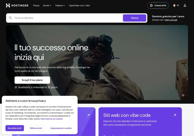 Schermata della pagina offerta di Hostinger