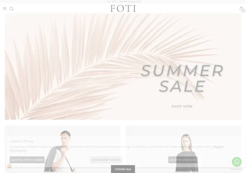 Schermata della pagina offerta di Foti