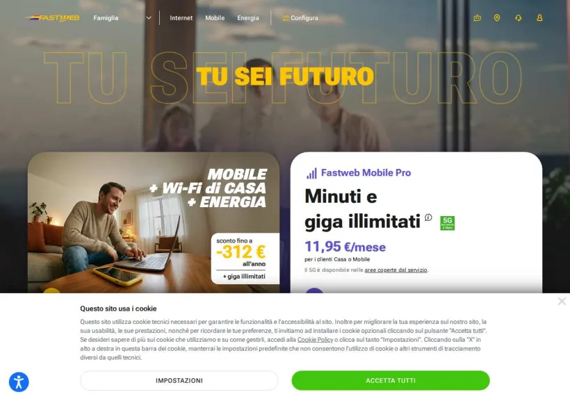 Schermata della pagina offerta di Fastweb