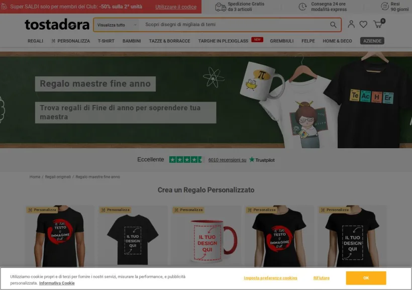 Schermata della pagina offerta di Tostadora