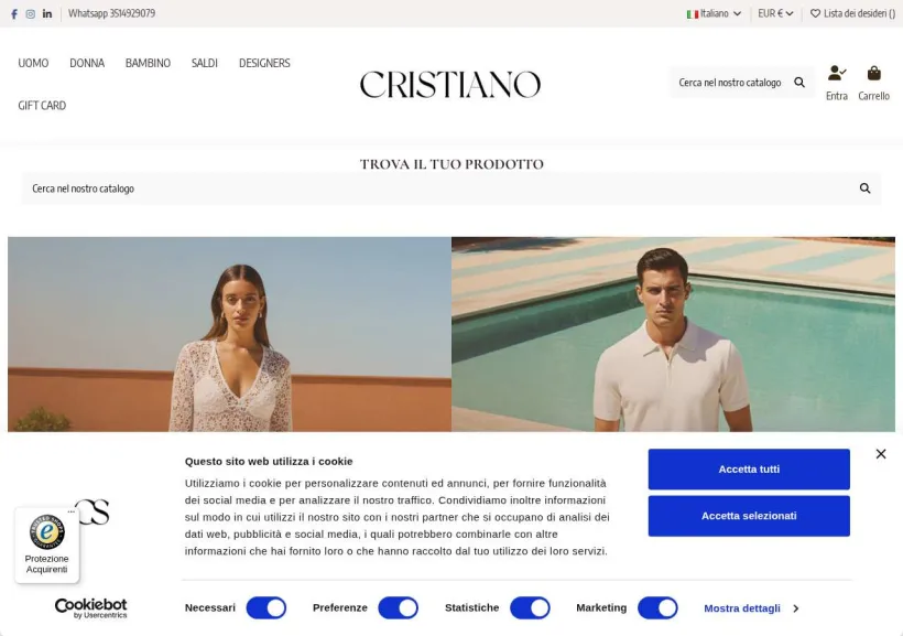 Schermata della pagina offerta di Cristiano Calzature
