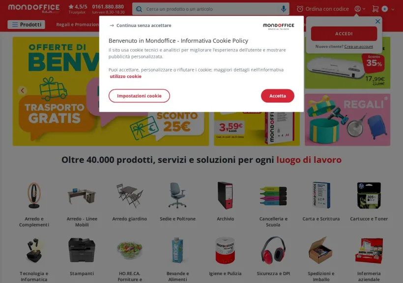 Schermata della pagina offerta di Mondoffice