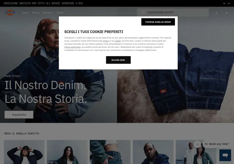 Schermata della pagina offerta di Dickies