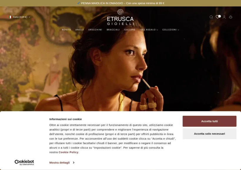 Schermata della pagina offerta di Etrusca Gioielli