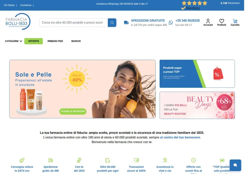Schermata della pagina offerta di Farmacia Bolli