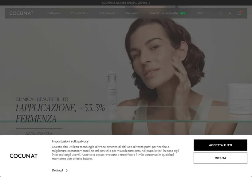 Schermata della pagina offerta di Cocunat