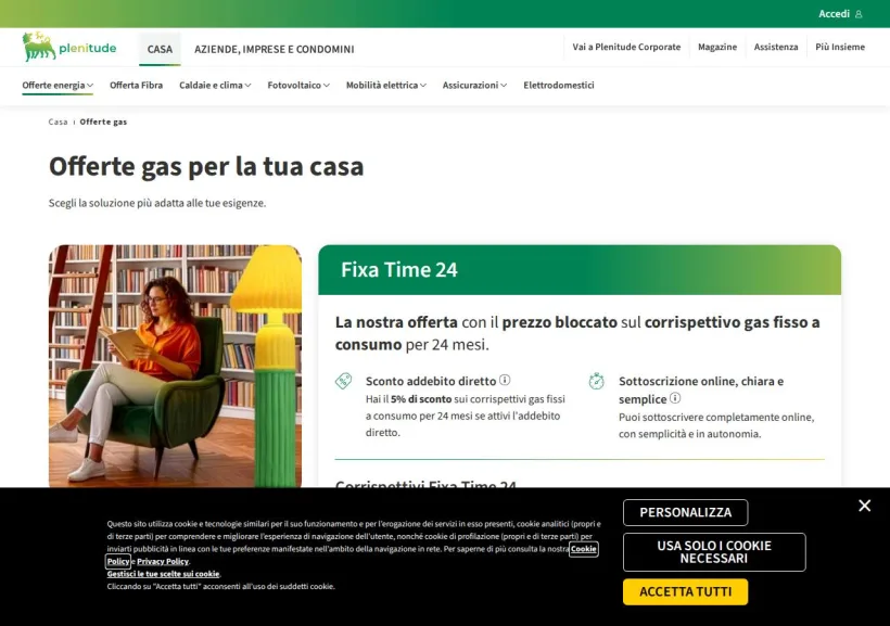 Schermata della pagina offerta di Eni Plenitude