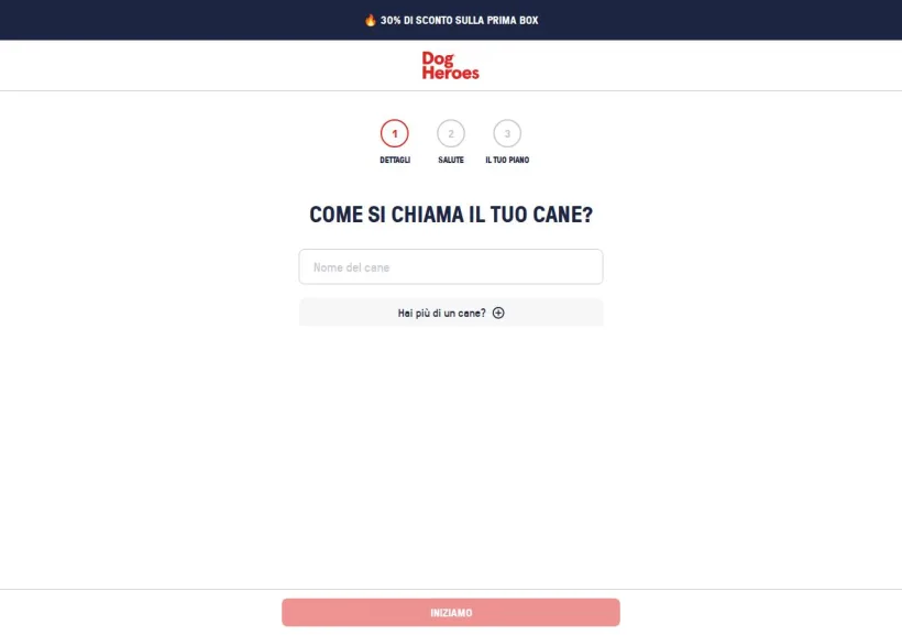 Schermata della pagina offerta di Dog Heroes