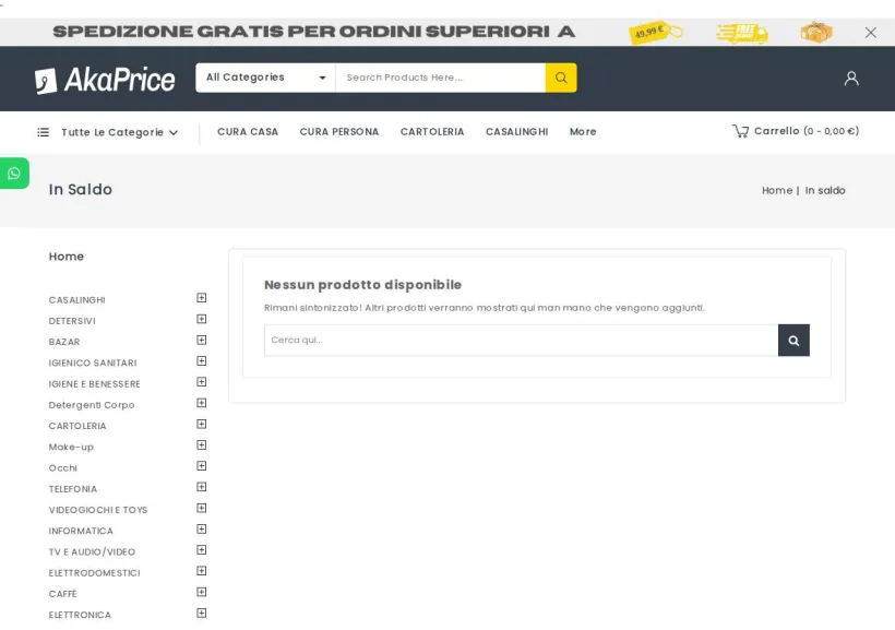 Schermata della pagina offerta di Akaprice