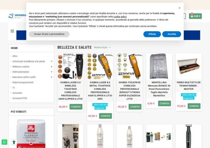 Schermata della pagina offerta di Inparrucchieri