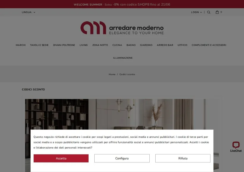 Schermata della pagina offerta di Arredare Moderno 