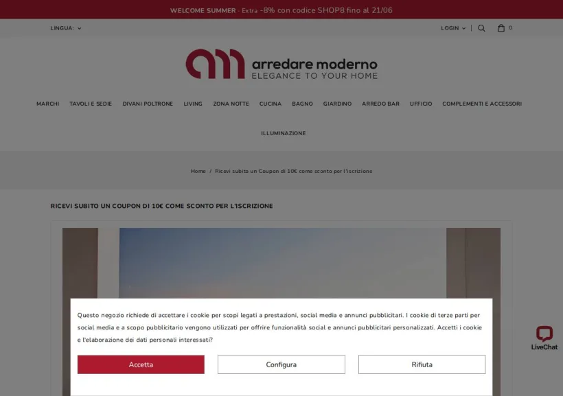 Schermata della pagina offerta di Arredare Moderno 