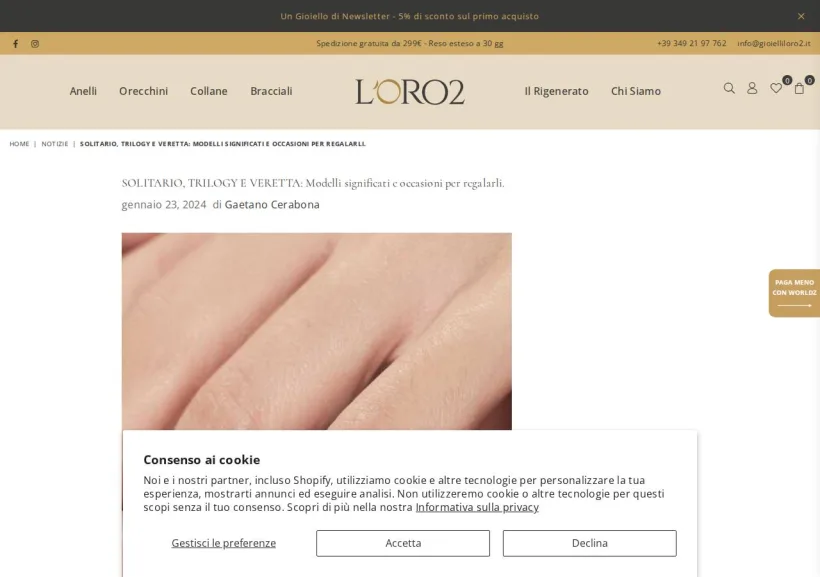 Schermata della pagina offerta di Gioielli Loro2