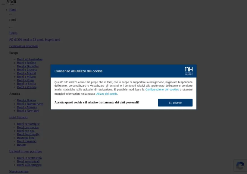 Schermata della pagina offerta di NH Hotels