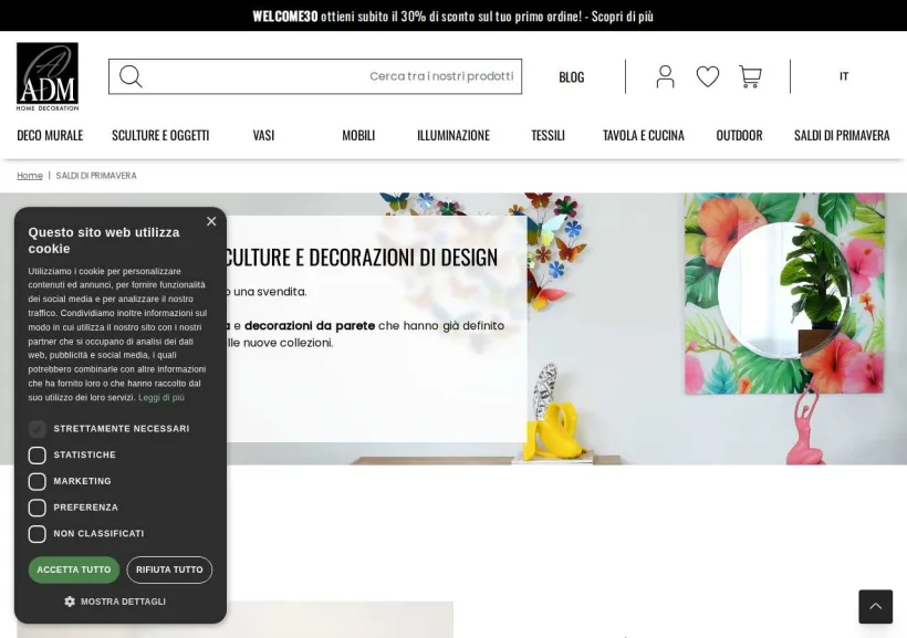 Schermata della pagina offerta di Arte dal mondo