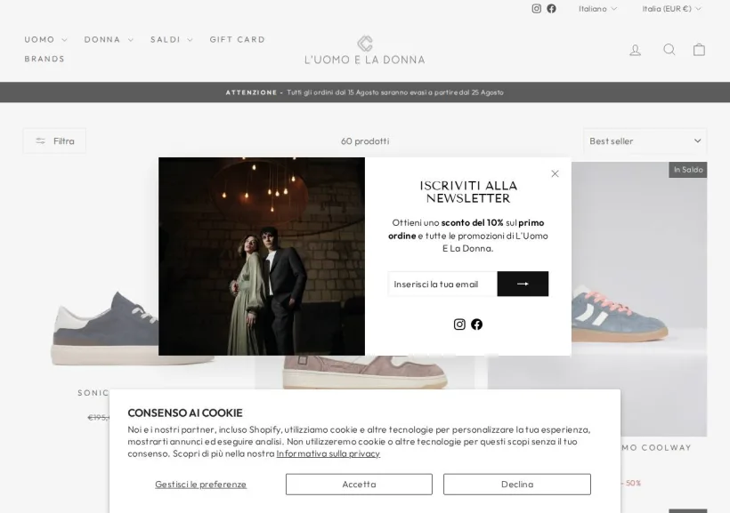 Schermata della pagina offerta di L'Uomo e La Donna